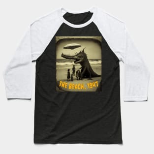 The Beach, 1947: Retro Science Fiction Alien Photography Baseball T-Shirt